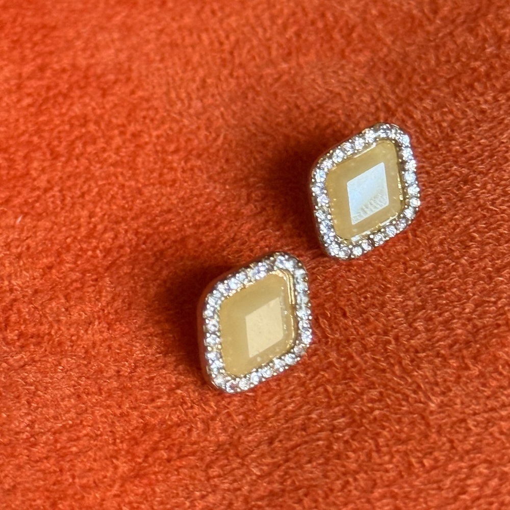 Anthropologie Elegant Gold and Silver Diamond Shape Stud Earrings